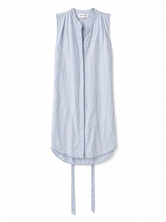 Dresses & Skirts - Bella Dahl Blue & White Striped Sleeveless Shirt Dress XS Tie Waist